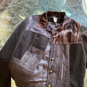 Thin corduroy brown patchwork jacket